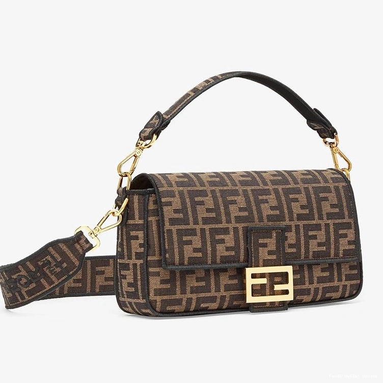 Affordable Medium Motif FF Brown In Bag Fabric Baguette Fendi 0728